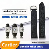 High-quality Genuine leather watch strap For Cartier Tank Must London Solo Lychee Pattern Cowhide Watchband Bracelet Accessories