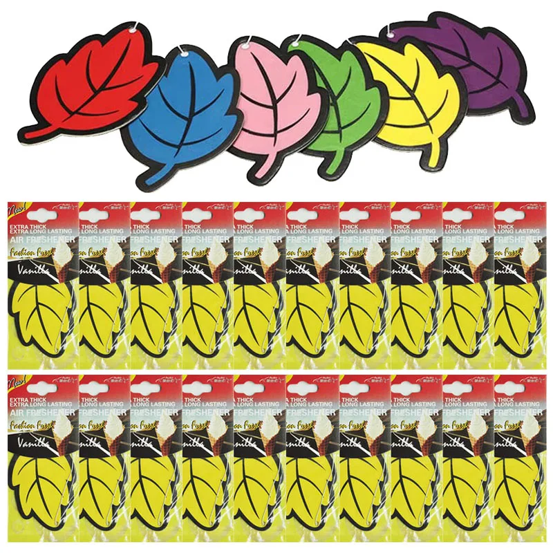 1/20PCS Car Air Freshener Natural scented tea paper Auto Hanging Vanilla perfume fragrance Leaf Shape car accessories interior