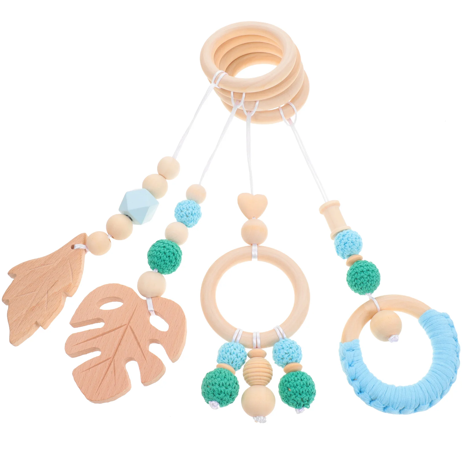 4 Uds. Para tejer colgantes de decoración para habitación de bebé, juguete para recién nacido, anillos colgantes para cuna de madera