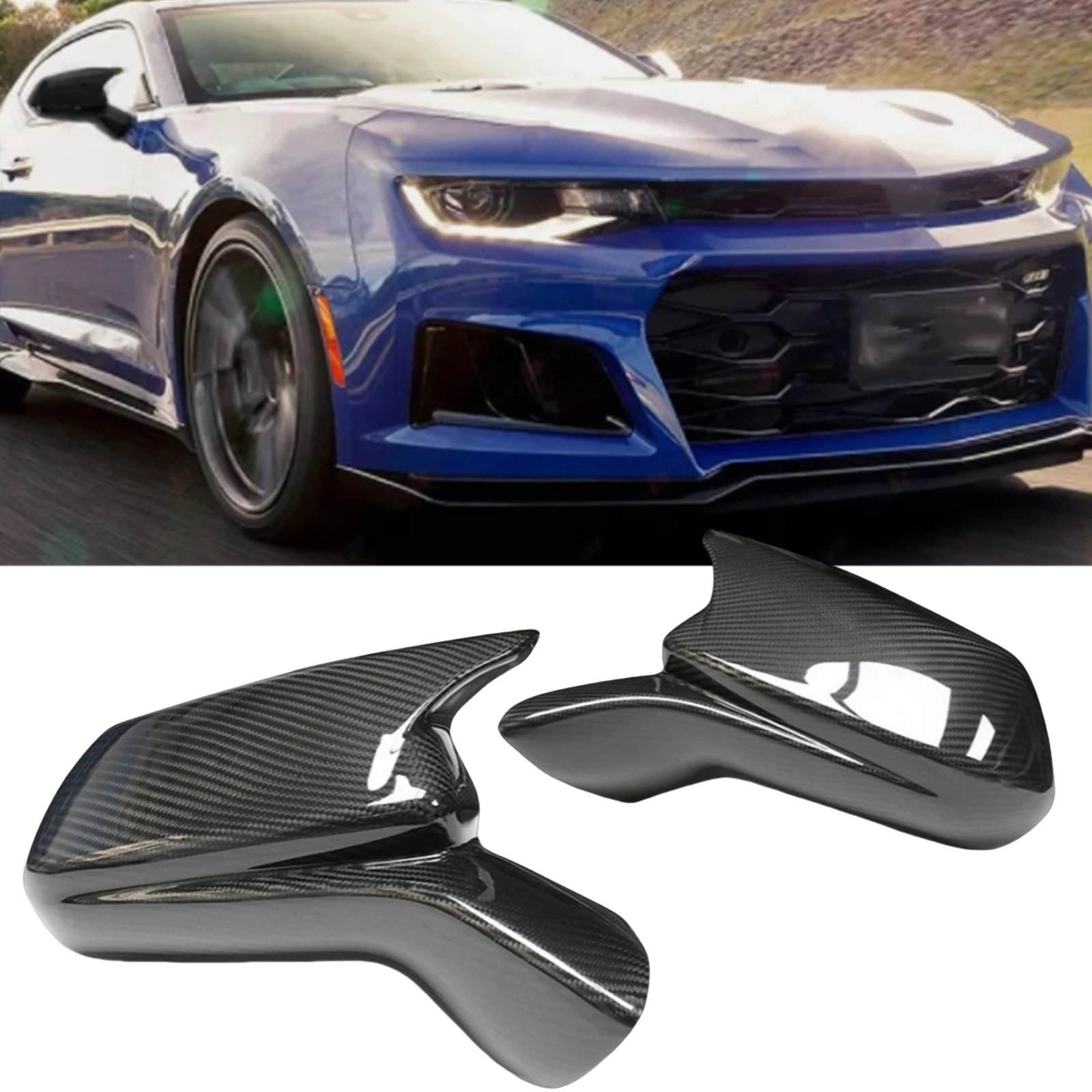 For Chevrolet Camaro 2016-2024 Real Dry Carbon Fiber Rear View Side Mirror Cover Exterior Rearview Shell Cap Add On Type