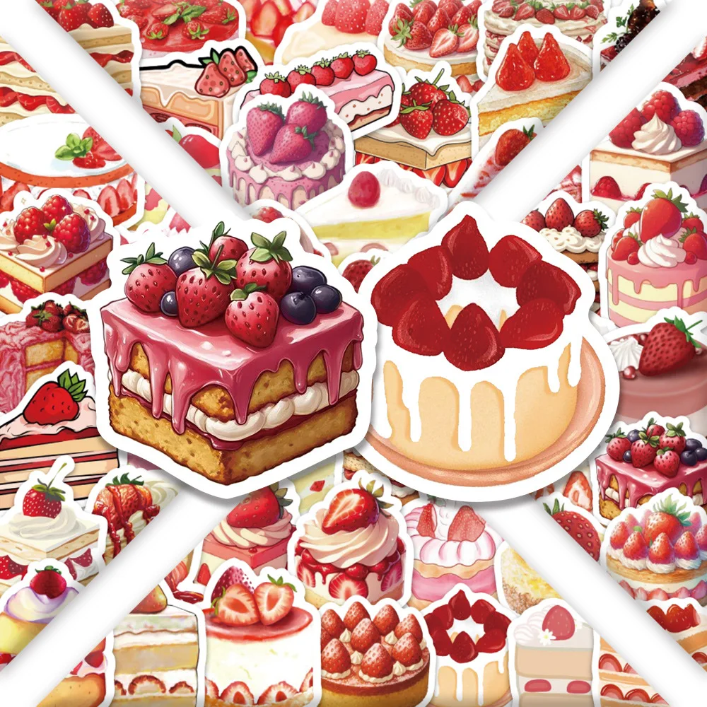 

80PCS Cartoon Food Strawberry Cake Graffiti Sticker Creative DIY Decoration Scooter Diary Water Cup Mobile Phone Case Bike