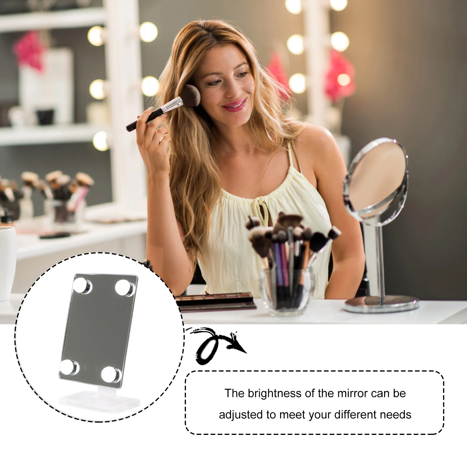 

LED Vanity Mirror for Desk Tabletop with Lights Makeup Lighted Mirrors Dressing