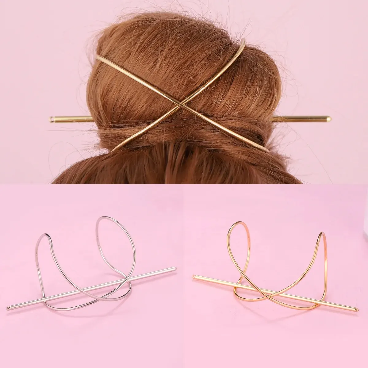 Four Seasons Foreign Trade New Irregular Cross Fashion Ball Head Metal Hairpin Hair Accessories