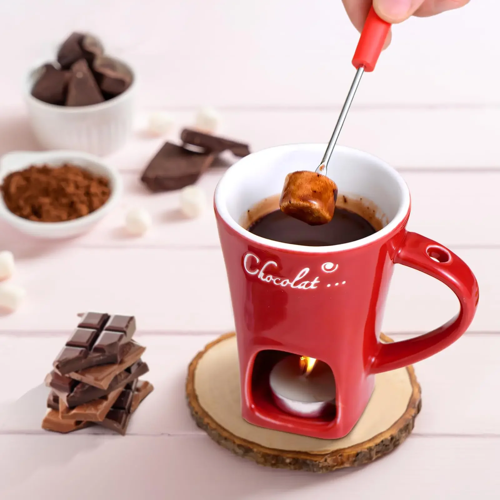 

GGE 130ml Ceramic Chocolate Fondue Mug - Candle-Warmed for Chocolate, Butter & Cheese, Ideal for Home & Parties