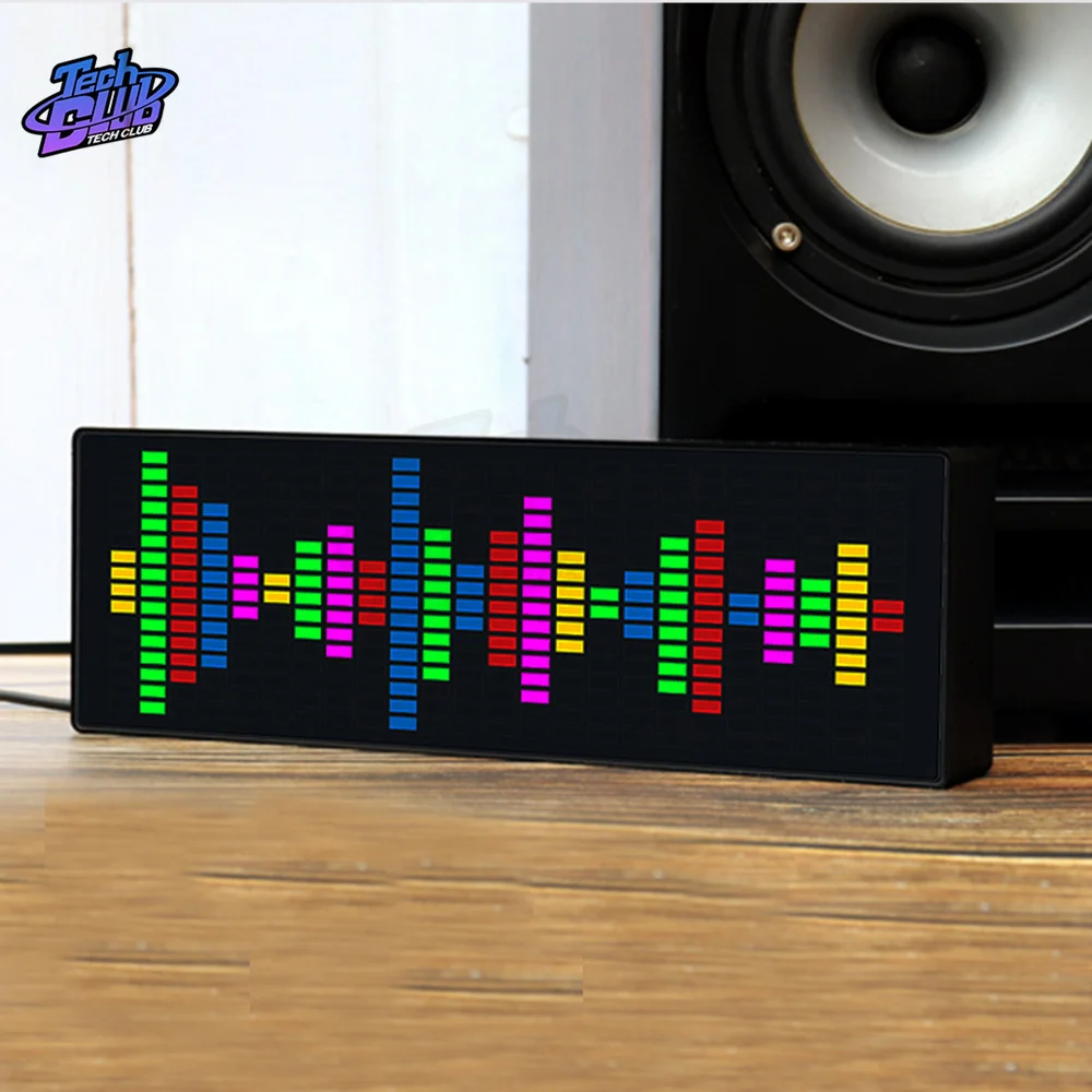 LED Music Spectrum Rhythm Display RGB Light  Clock Voice Car Audio Level Indicator VU Meter Atmosphere Lamp