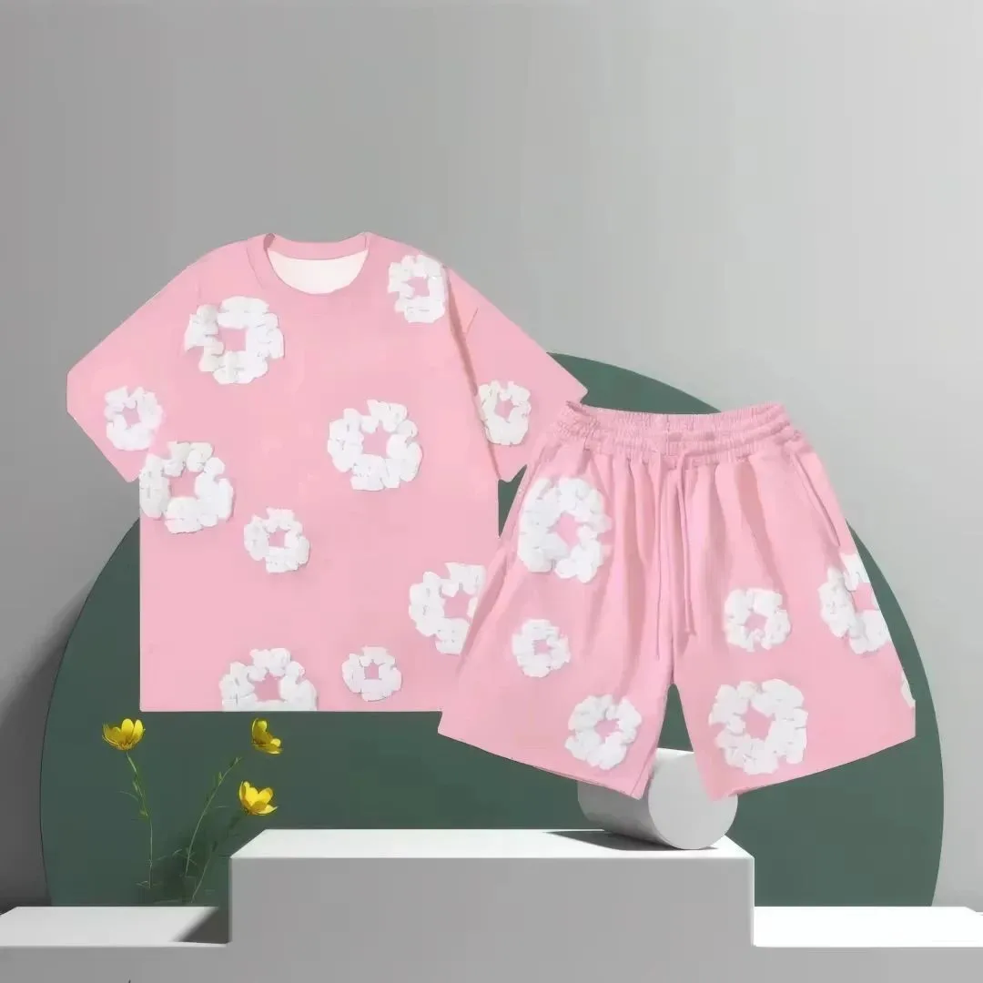 صيف 2025 جديد تنفس التجفيف السريع الجولة الرقبة تي شيرت السراويل ثلاثية الأبعاد نمط مطبوع في الهواء الطلق الترفيه الرياضة قطعتين مجموعة