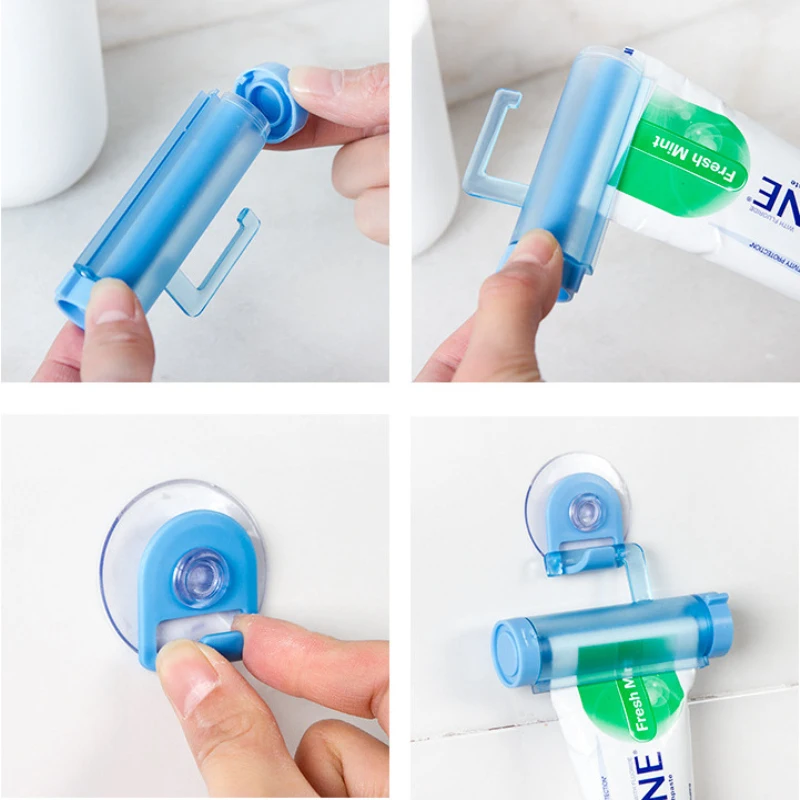 Dental Cream Bathroom Accessories Manual Syringe Gun Dispenser Rolling Squeezer Toothpaste Dispenser Tube Sucker Holder