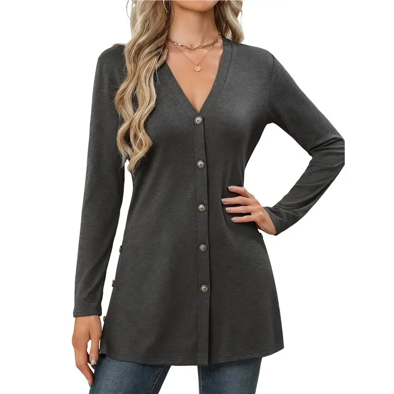 

CYL-Womens Long Sleeve Button Down Shirts - Dressy Casual Fall Tops, Trendy Tunic Tops For All Occasions