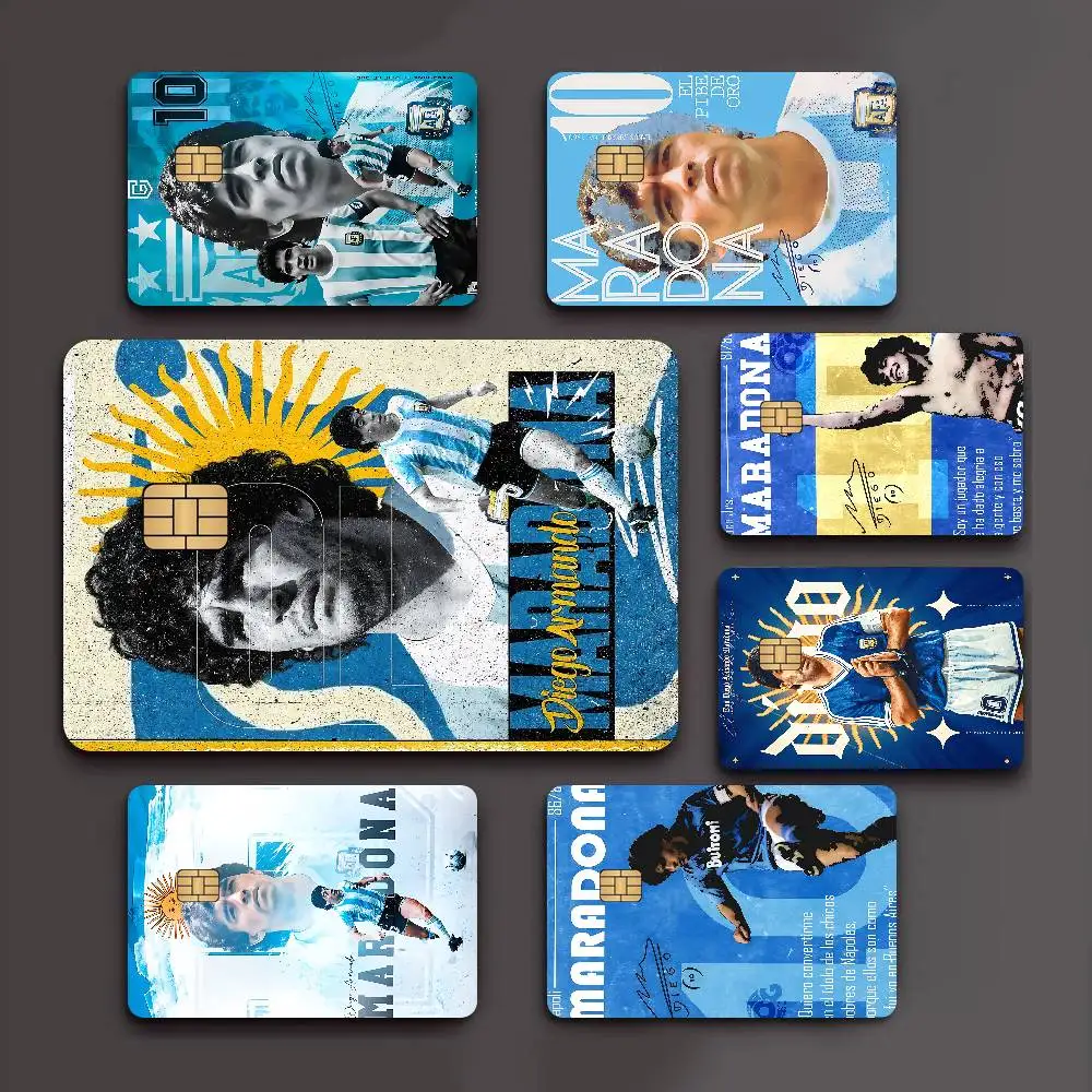 Funda con Adhesivo de la Película del Partido de Fútbol D-Diego A-Armando M-Maradona para Tarjetas de Crédito/Débito con Chip Pequeño, Parte Delantera
