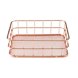 Nordic Gold/Rose Metal Iron Storage Basket Desktop Sundries Organizer Rack Cosmetics Makeup Brushes Holder Jewelry Storage Box