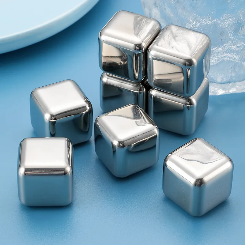 

6pcs Stainless Steel Ice Cube Set Bar Whiskey Stone Reusable Chilling Stones for Whiskey Wine Wine Cooling Cube Chilling Rock