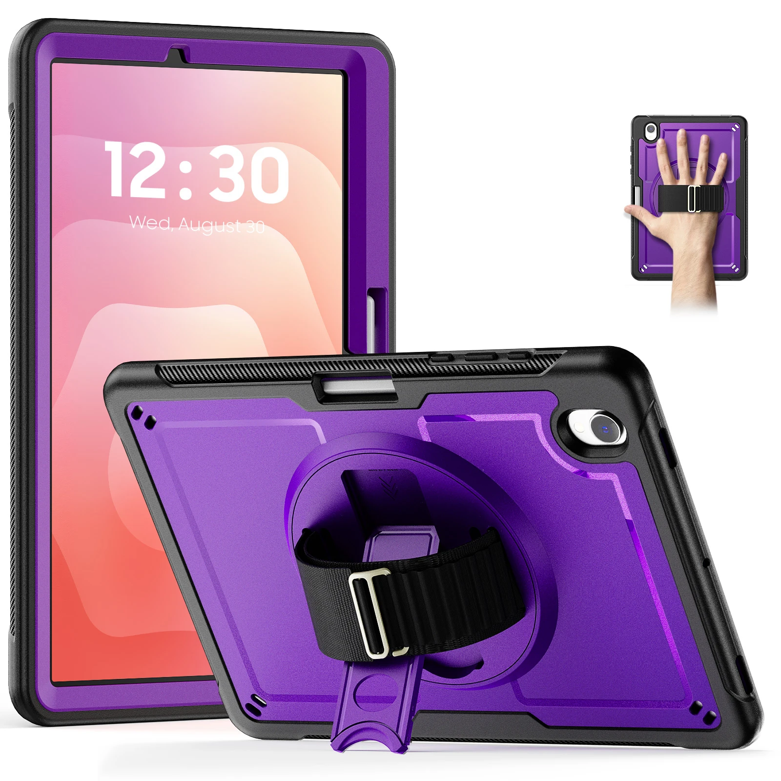 

Прочный чехол для планшетов Samsung Tab S11, S10 FE, A11, A9 Plus: утолщенный, усиленный, противоударный, с ремешком на руку и жесткой подставкой