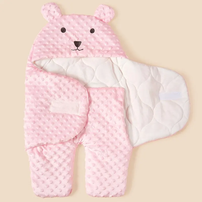 Minky bé sơ sinh Túi ngủ bọc chăn làm dịu và dày bông bé chống giật mình Swaddle Chăn cho bé 0-12M