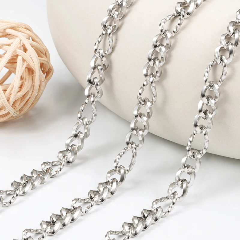 Stainless Steel Side Square Line 3:1 Chain For Jewelry Making Supplies DIY Charm Necklace Bracelet Accessorie Wholesale Findings