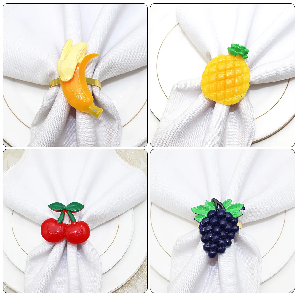 

6pcs Fruit Napkin Rings Alloy Lightweight Rust Resistant Serviette Holders for Home Restaurant Party Use Elegant Dining