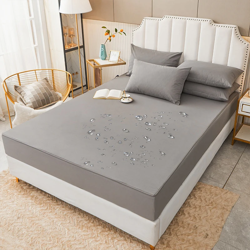 Juste de matelas imperméable avec fermeture éclair, entièrement enveloppée sur 6 côtés, document solide, housse de protection, drap-housse, broderie personnalisée