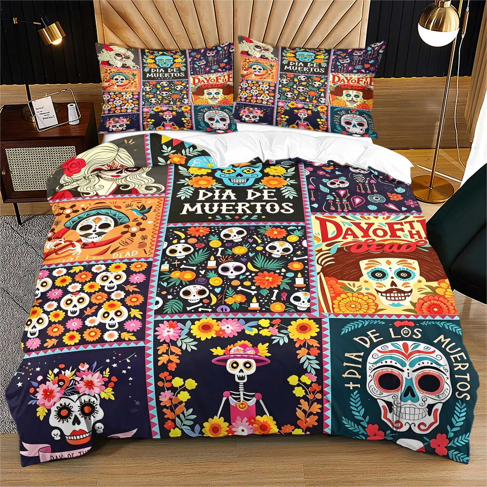 juego-de-ropa-de-cama-para-el-dia-de-los-muertos-mexicano-con-diseno-de-calaveras-de-azucar-y-motivos-florales-juego-de-fundas-de-edredon-de-poliester-suave