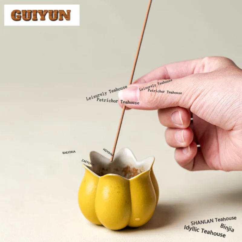 HOYIHM Caramel Yellow Gold Sprinkle Incense Holder Mist Smoking Steamers Incense Burners Consecrate Censer Teaware Supplies
