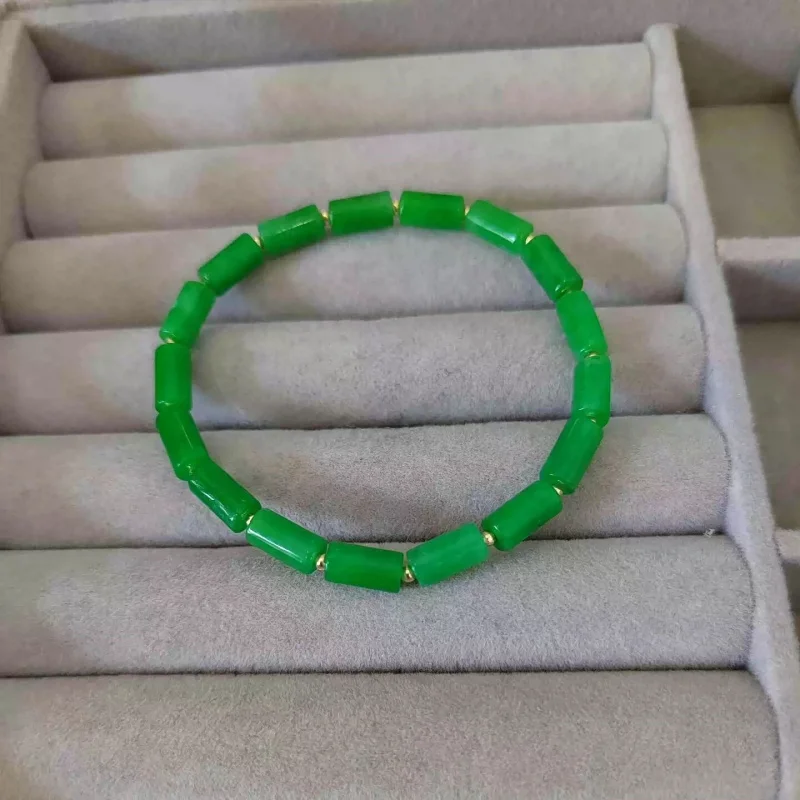 Dry Green Barrel Bead Bracelet for Women, Jade Bracelet, Jadeite Color Bracelet, Direct Source Wholesale