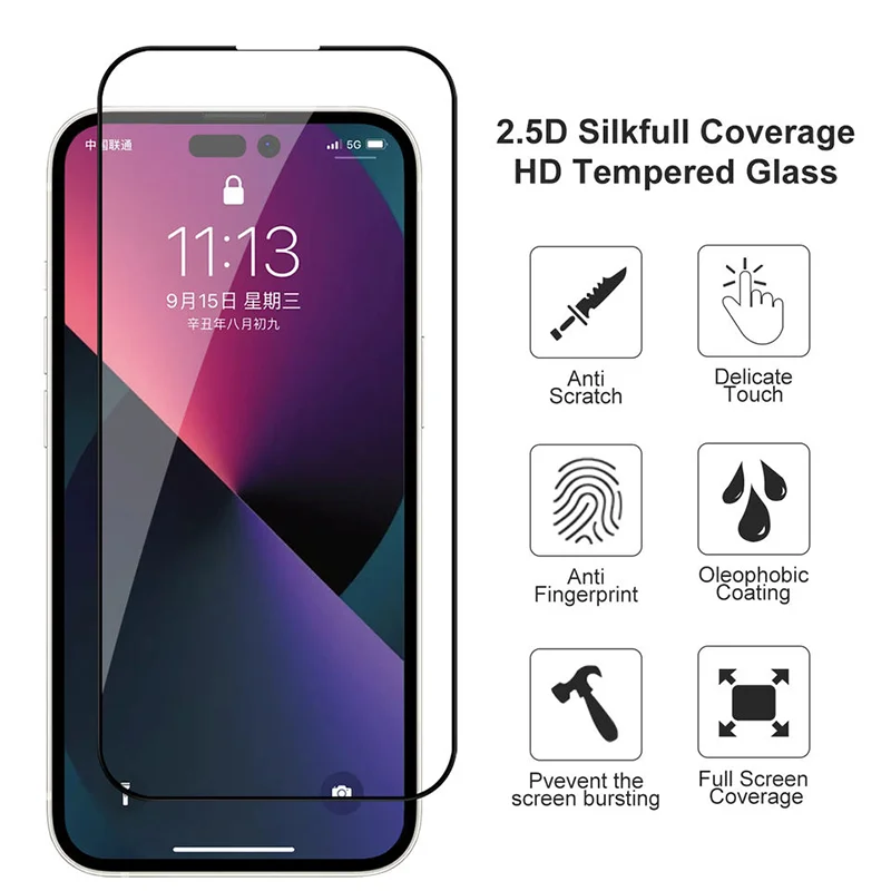 99D Full Protective Glass For iPhone 15 14 13 12 mini 11 Pro Max Tempered Screen Protector iPhone X XR XS Max 7 8 6 Plus Film