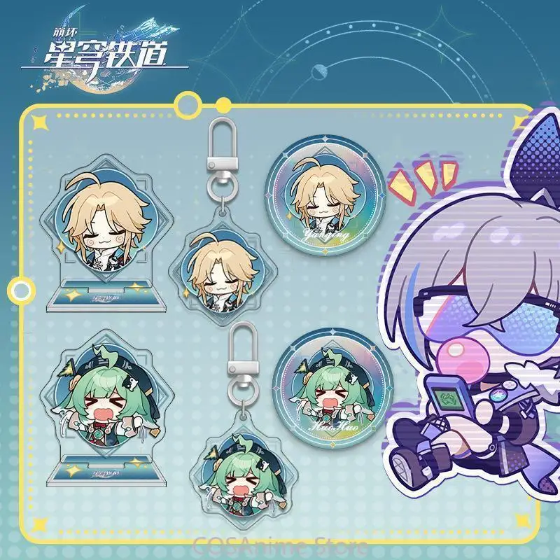 

3pcs Anime Game Honkai: Star Rail Yanqing Yunli HuoHuo Kawaii Cosplay Acrylic Set Pendant Pins Badge Brooch And Desktop Stand