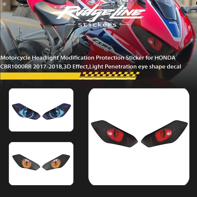 

Motorcycle Headlight Modification Protection Sticker for HONDA CBR1000RR 2017-2018,3D Effect,Light Penetration eye shape decal
