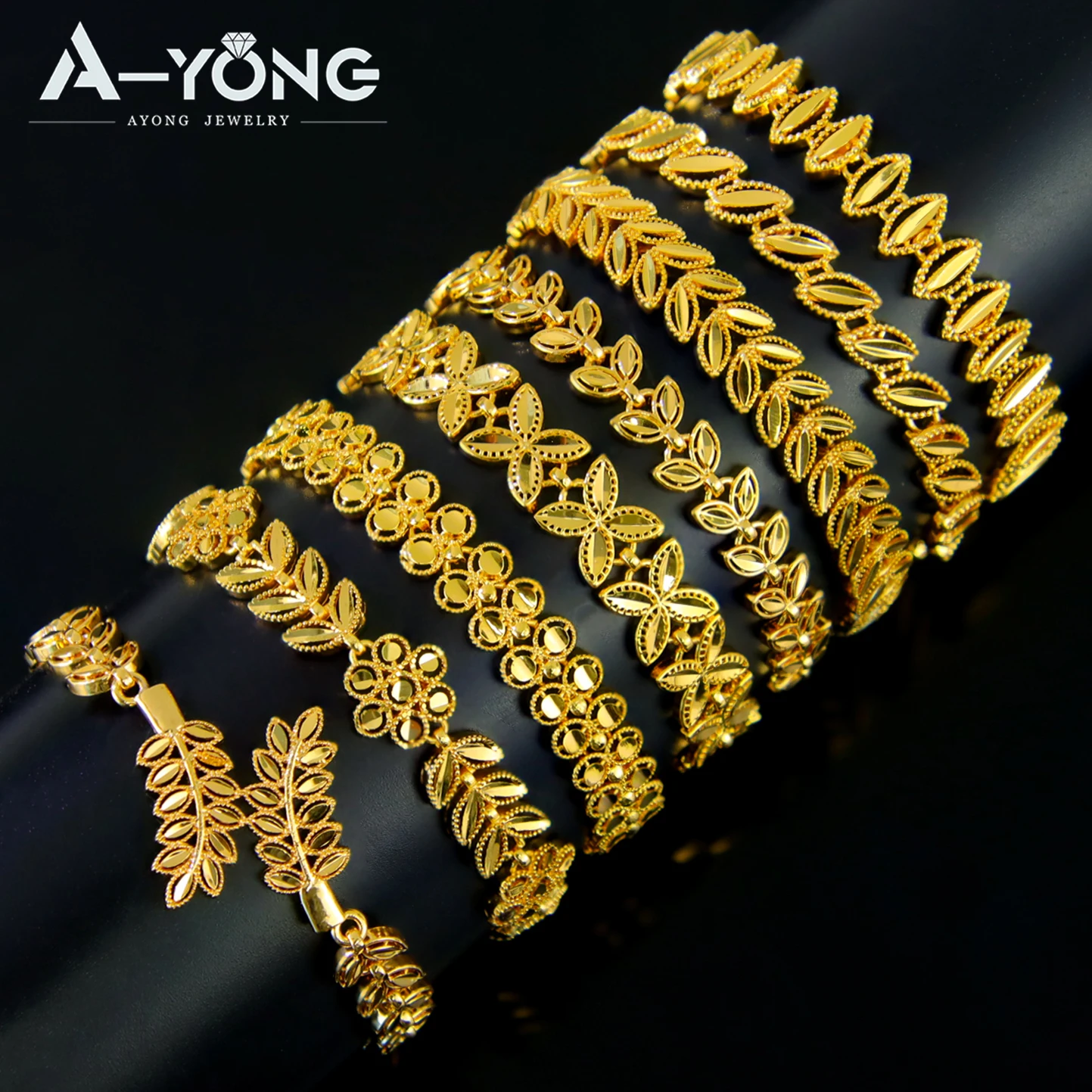 Dubai Brautarmband, 21 Karat vergoldet, arabisches, elegantes Blattarmband, Habesha, Damen, Alltag, Party, Schmuck, Geschenke – Detail 2