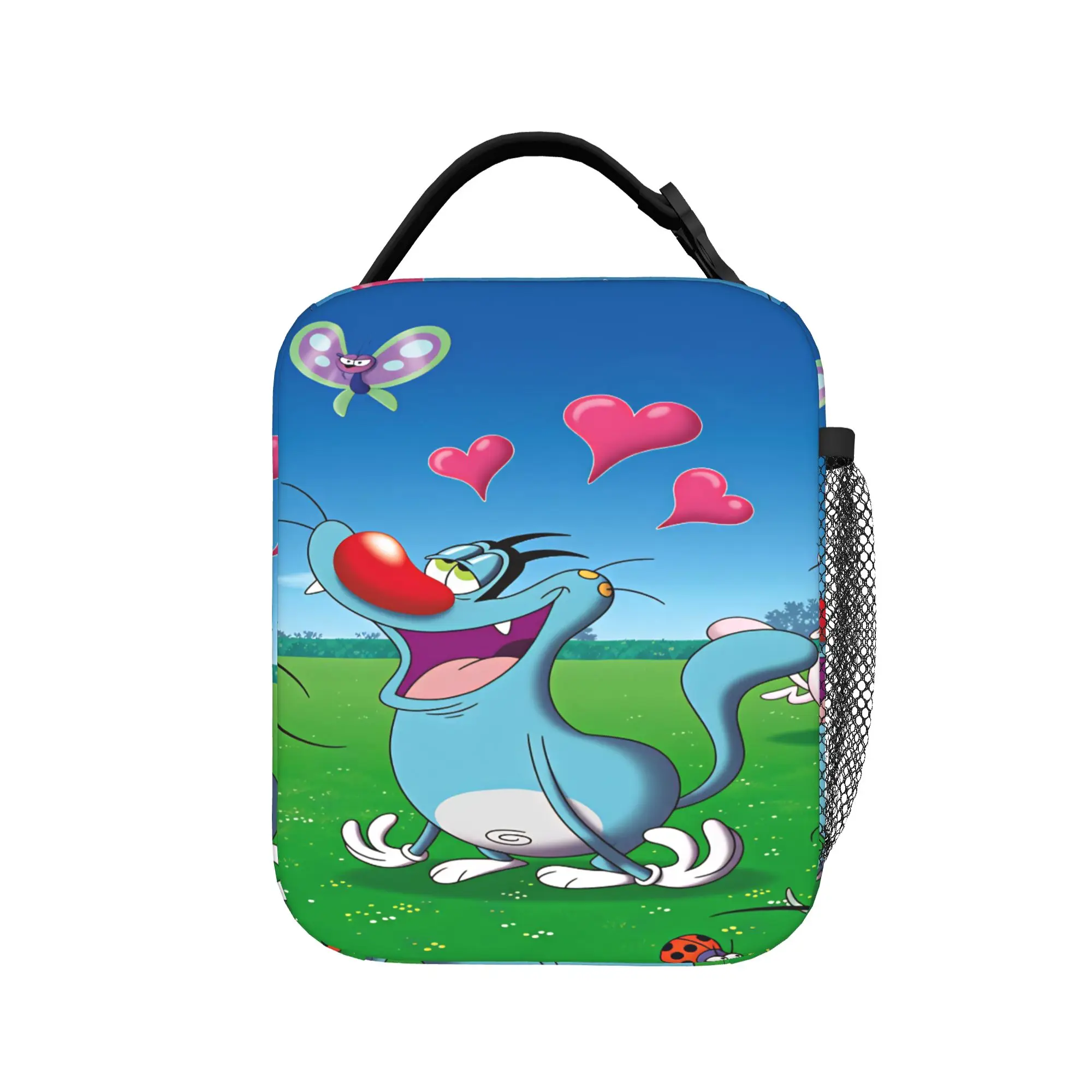 Film Oggy And The Cockroaches Lunch Bag Portable Insulated Lunch Box Child Office Cooler Bag Fashion Oxford Thermal Tote Handbag