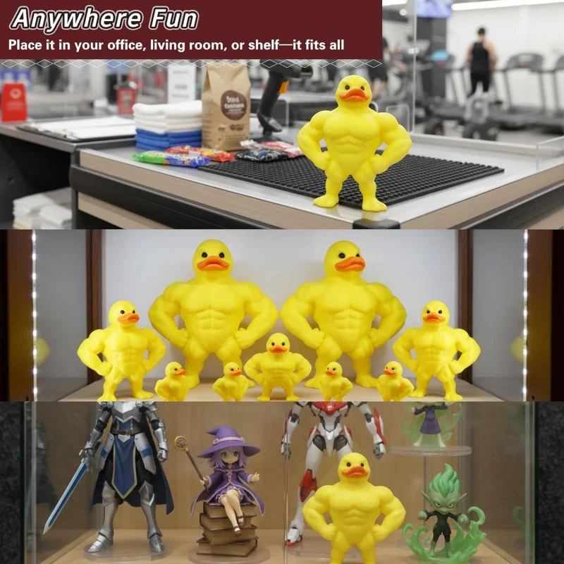 3D Printed Muscle Duck Figurine, Funny Desk Decor Collectible Statue, Gym Decor for Men