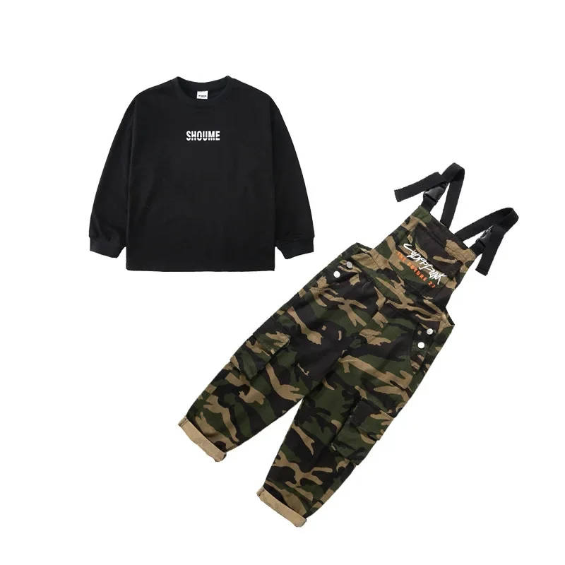 Girls Hip Hop Camouflage Overalls Boys Baggy Pants Dungaree Trousers Kids Jumpsuit Street Dance Wear Romper Children Streetwear