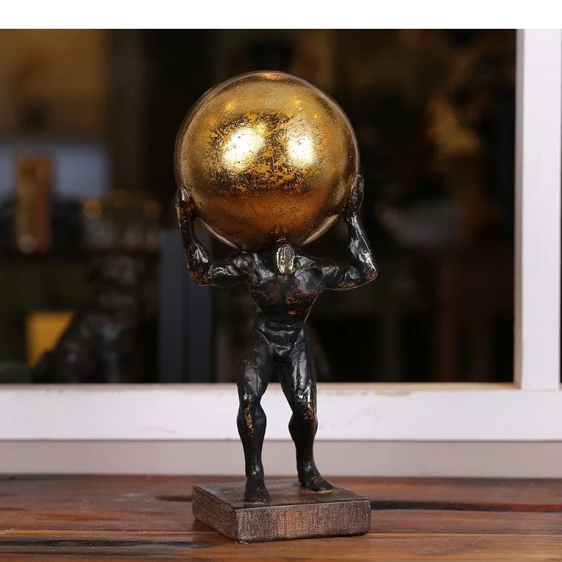 Titan Mythology Character Resin Statue Weight Lifter Athlete Abstract Crafts Figures Sculpture Desk Decoration Modern Home Decor