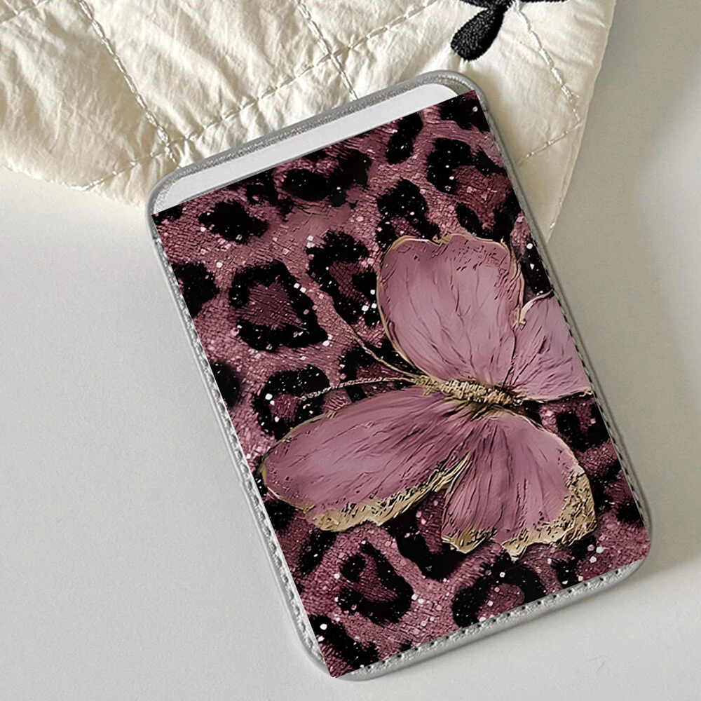 Leoparden-Schmetterling Leder-Kartenetui Handyhülle Kartenhalter für Magnetische Hülle Geeignet für alle iPhones mit Magsafe-Kartenfunktion – Detail 1