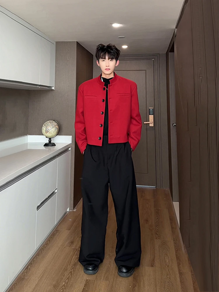 

Red Woolen Men's Suit Jaet Autumn Winter Wedding New Chinese Sle ort oulder Pad Formal Casual Faionable Spring Yout...