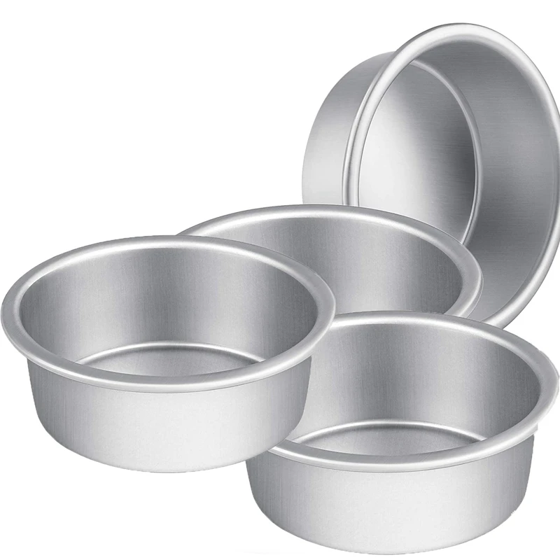 

4Pack Round Cake Tin Non-Stick Cake Deep Round Cake Moulds Bakeware Fixed Base Cake Pan For Birthday Wedding Cake Baking