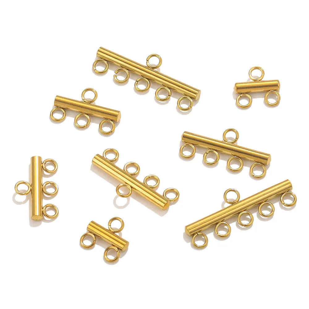 10pcs Gold Plated Stainless Steel Layer Clasps Pendant Bail Connector For Necklace Bracelet Makings Findings Jewelry Clasp Bulk
