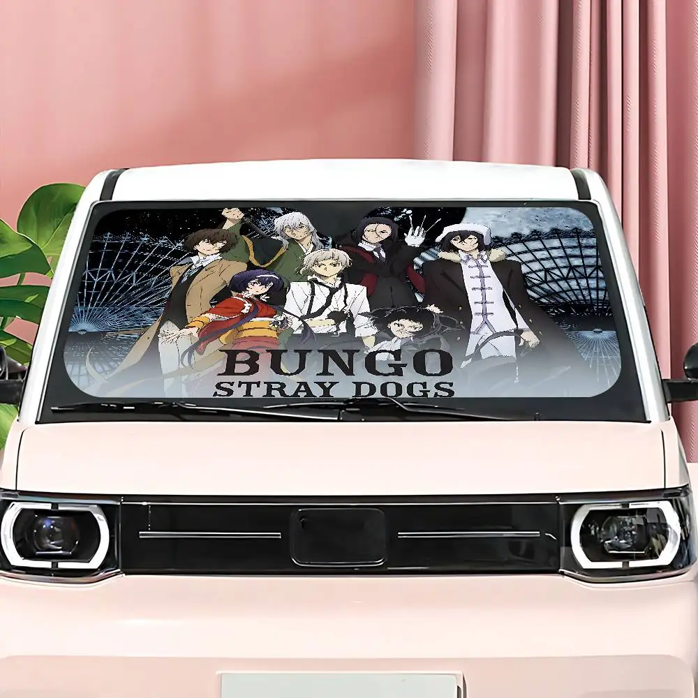 أنيمي B-Bungo S-Stray D-Dogs سيارة الشمس الظل نافذة أمامية ظلة لمعظم سيارات السيدان SUV كتل ماكس الأشعة فوق البنفسجية إبقاء سيارتك باردة