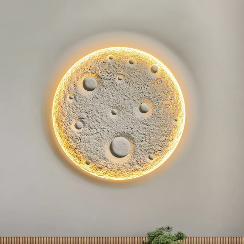 Gypsum wall lamp embedded borderless Internet celebrity lunar surface crater living room background wall buried atmosphere wall - Image 5
