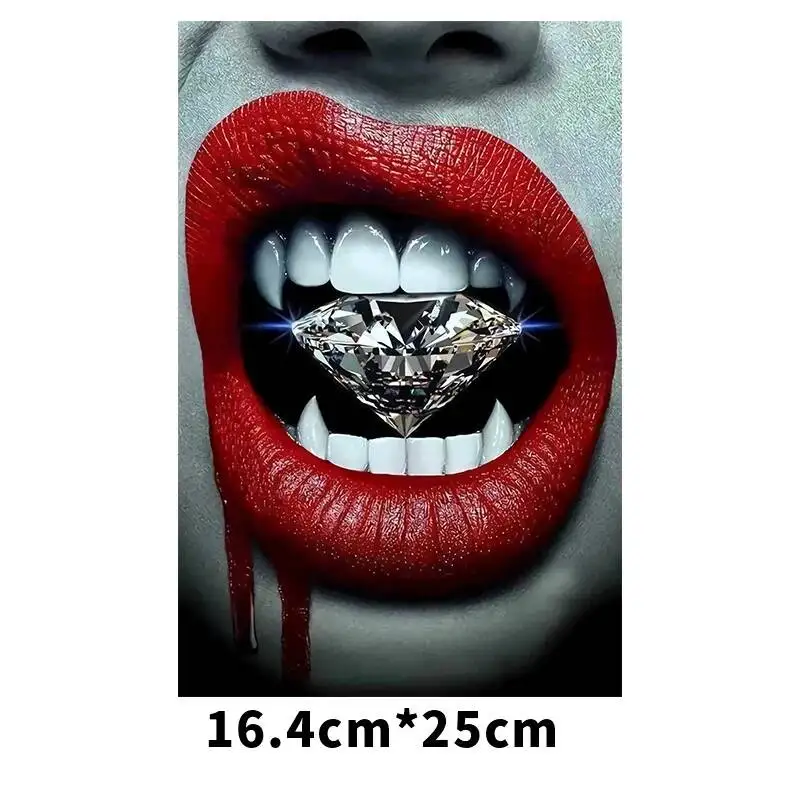 Sex Lips Heat Transfe Patches For Cothing Print-On T-Shirt Hoodies Bag Iron-On Clothes Diamond Dollar Lips Sticker Decoration view 5