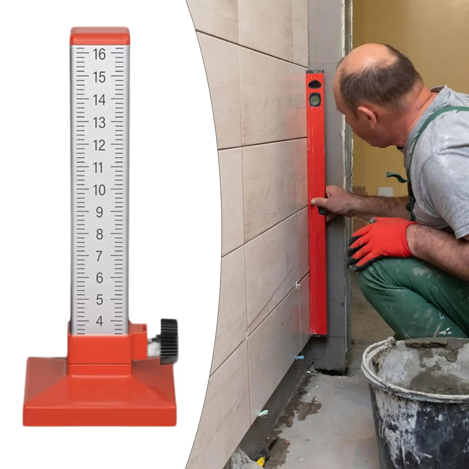 Aluminum Alloy Tile Leveling Ruler Double Side Scale Horizontal Positioning Tool for Flooring Work Portable Drop Resistant