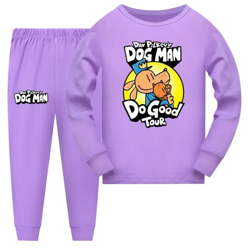 Dog Man pigiama per bambini camicia a maniche lunghe pantaloni 2 pezzi cartone animato Dogman pigiameria per bambini pigiama autunnale per ragazza bambino abiti per bambini