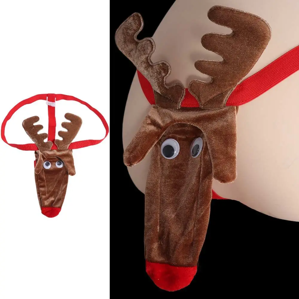 

Fashion Christmas Elephant Nose Thongs Elk Reindeer Men's Underwear Exposed Lingerie T Back Panties Men