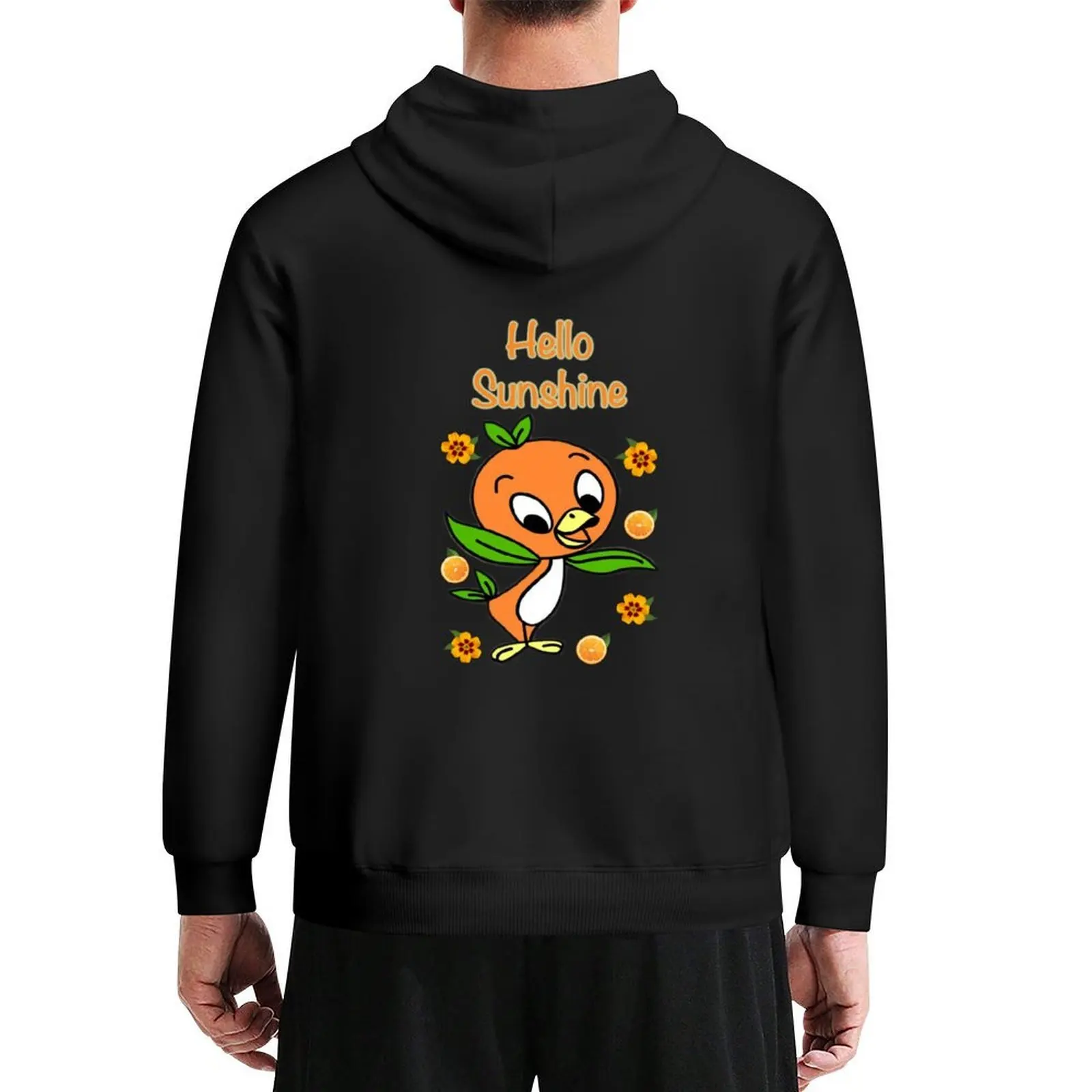 

Hello Sunshine Orange Bird with Flowers Hoodie autumn men clothing tracksuits
