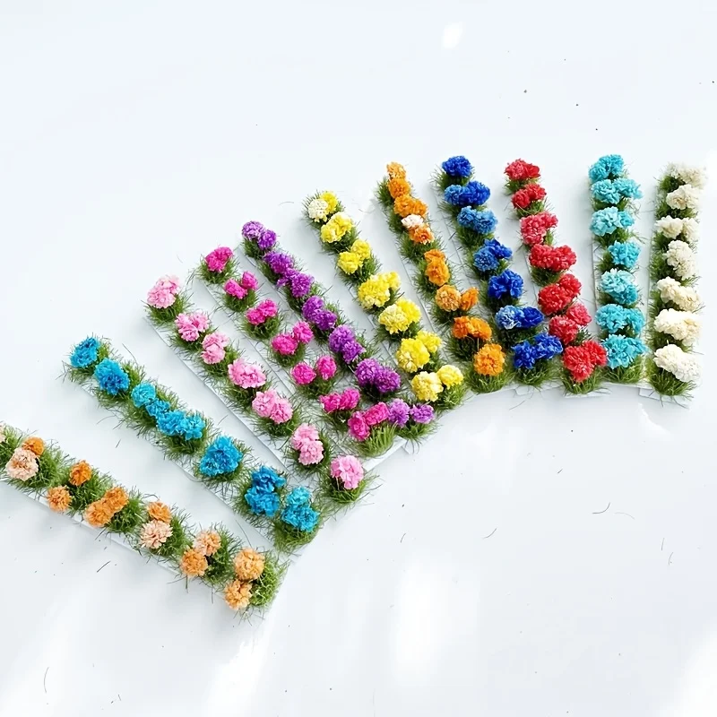 7Pcs Mini Artificial Flower Grass Clusters, Greenery Decor for DIY Dollhouse Sand Table Garden Scene
