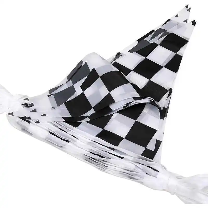 Triangle Checkered Hanging Flag Black and White Chequered Printed 38 Pieces F1 Sports Auto Racing Decorative Flags and Banners view 3