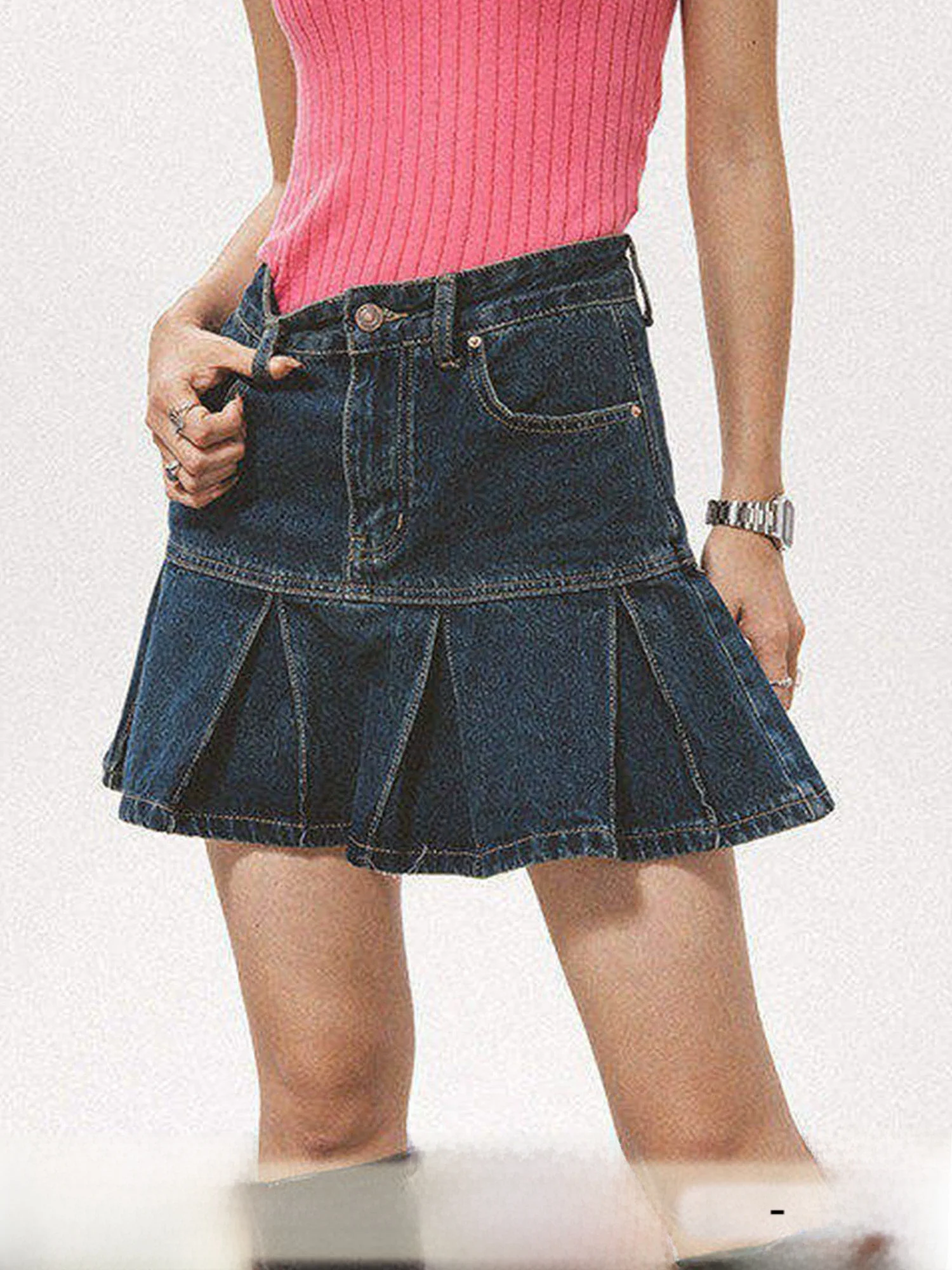 

Модная джинсовая юбка А-силуэта для девушек, весенняя модель, утягивающая, с завышенной талией, короткая, для свиданий