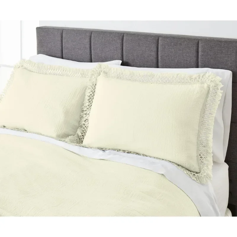 Better Homes & Gardens 3-Piece Cream Textured Matelassé Duvet Cover Set, Full/Queen Bedding Sets