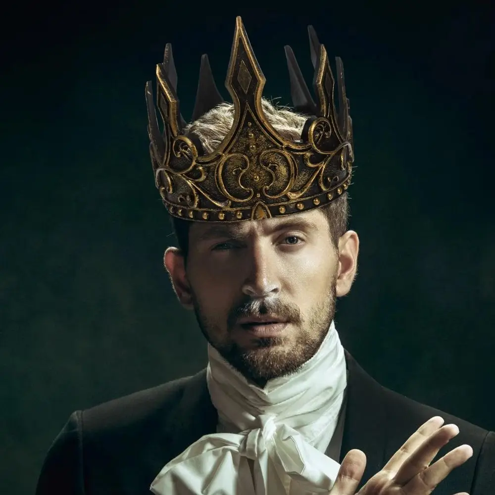 

Элегантная корона для бара-мицвы, королевская корона, обруч для волос, повязка на голову из искусственной кожи, короны принца, аксессуары для волос, косплей, круглые диадемы, свадьба