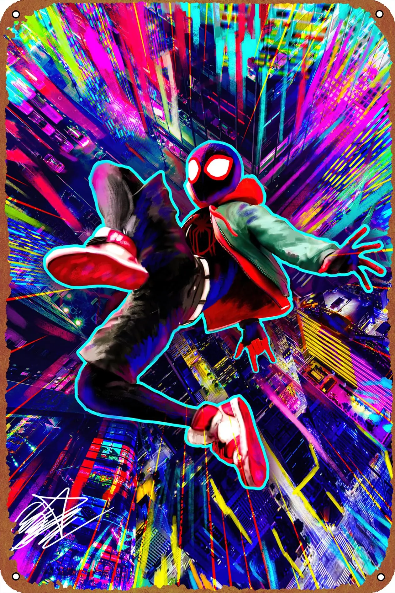 Miles Morales Across the Spider Verse Tin Sign Decoration Vintage Metal Poster Signs Wall Decor 8x12 Inch sign