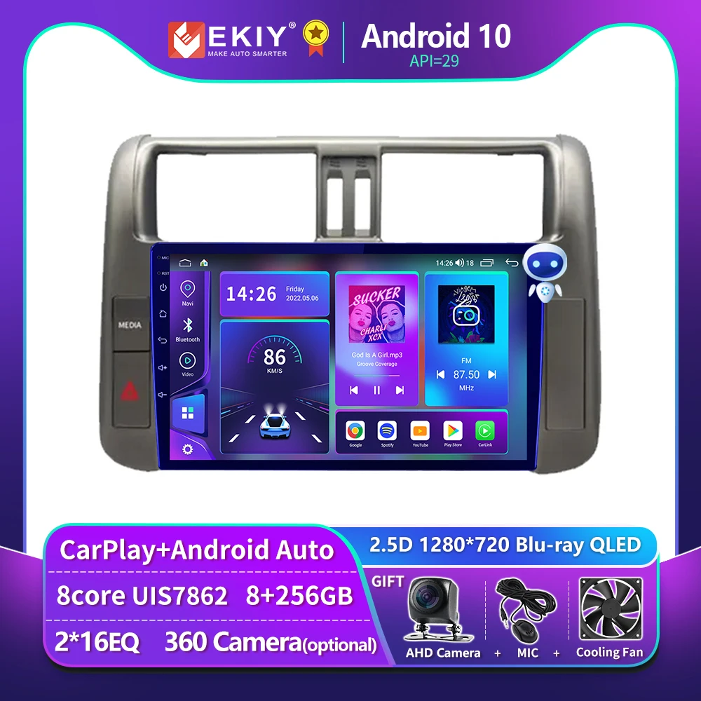 

EKIY T900 Автомагнитола для Toyota Land Cruiser Prado 150 2009 - 2013 мультимедийный плеер Carplay Android автонавигация 2 Din стерео