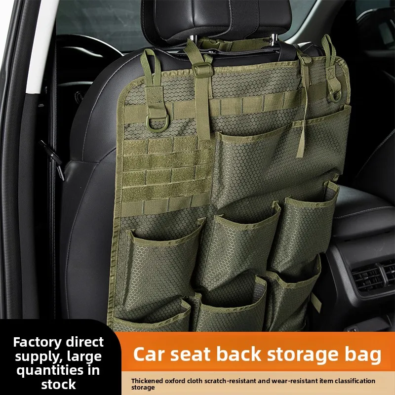 8 Pocket Tactical Car Seat Back Organizer, Waterproof Oxford Cloth Backseat Storage Bag, Heavy Duty Hanging for Off Road and